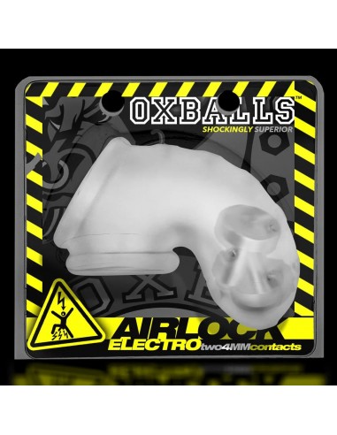 Oxballs Airlock Electro Air-Lite Vented Silicone Chastity - Clear Ice Comparez et commandez 