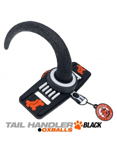 Oxballs Tail Handler Belt Strap Silicone Tail - Black brillant des détails fins