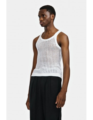 Louis Gabriel Nouchi NET STITCH KNITTED TANK TOP WHITE la livraison gratuite