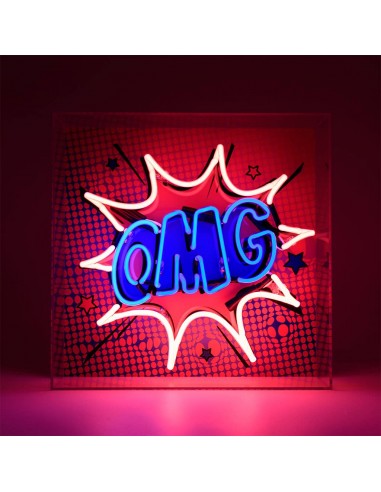 'omg' Large Glass Neon Box Sign le des métaux précieux