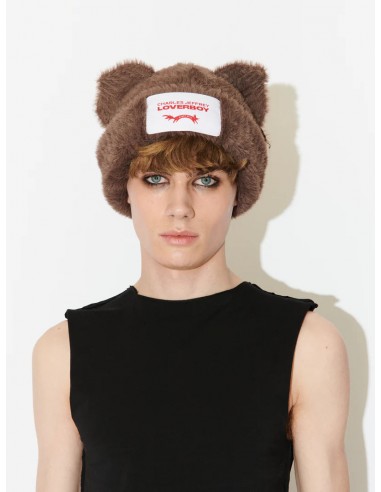 LOVERBOY BY CHARLES JEFFREY FLUFFY CHUNKY EARS BEANIE BROWN Economisez 