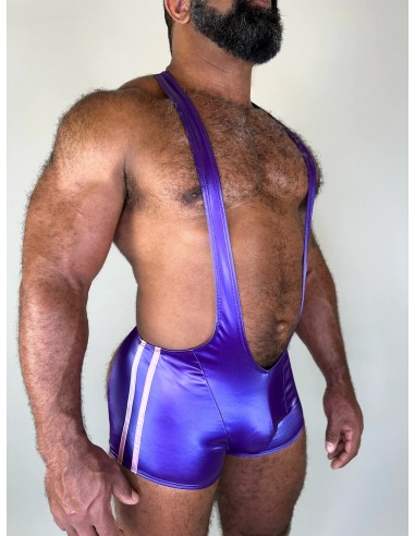 Alfons Dovana Violet Iridescent Jock Singlet de pas cher