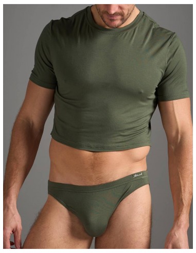 TEAMM8 Body Bamboo Crop Tee - Olive Green Profitez des Offres !